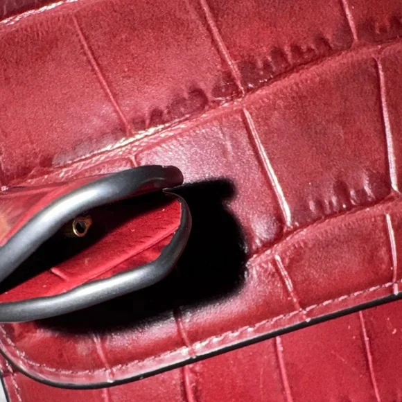 Coach Maroon Croc-Embossed Crossbody Bag - Picture 7 of 12